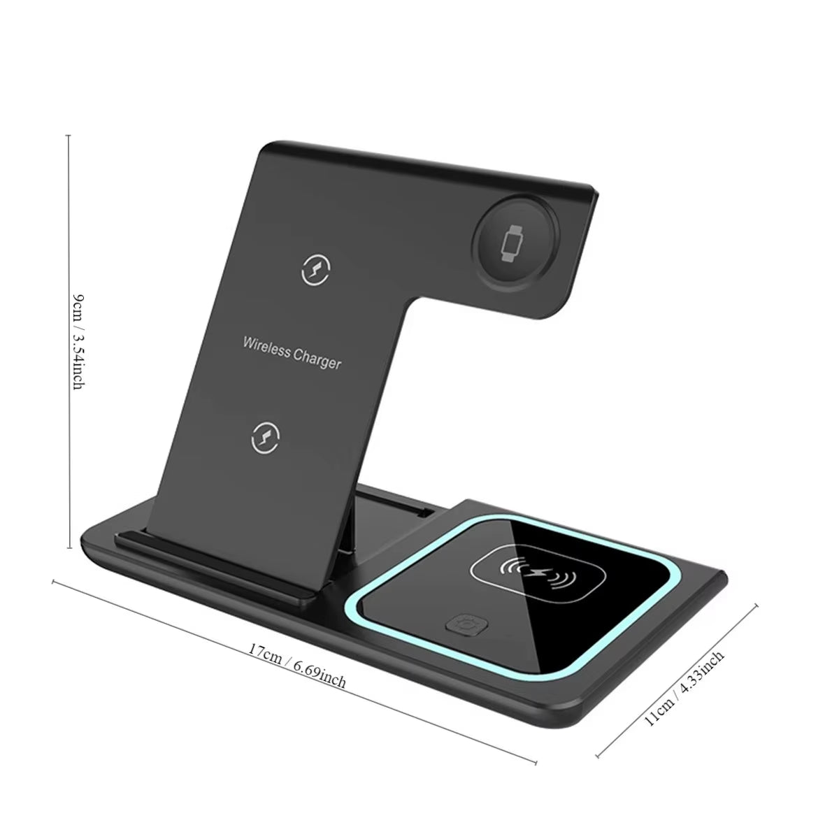 Wireless Charger 3 in 1 for Iphone 15 14 13 12 Pro Max 11 15W Fast Charging Dock Station for Apple Watch Airpods Induction Stand