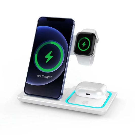 Wireless Charger 3 in 1 for Iphone 15 14 13 12 Pro Max 11 15W Fast Charging Dock Station for Apple Watch Airpods Induction Stand