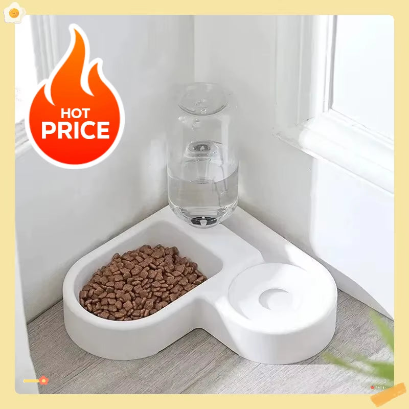 New Automatic Drinking Love Pet Bowl Moisture-Proof Cat Bowl Dog Basin Dual-Use Multi-Functional Drinking and Feeding