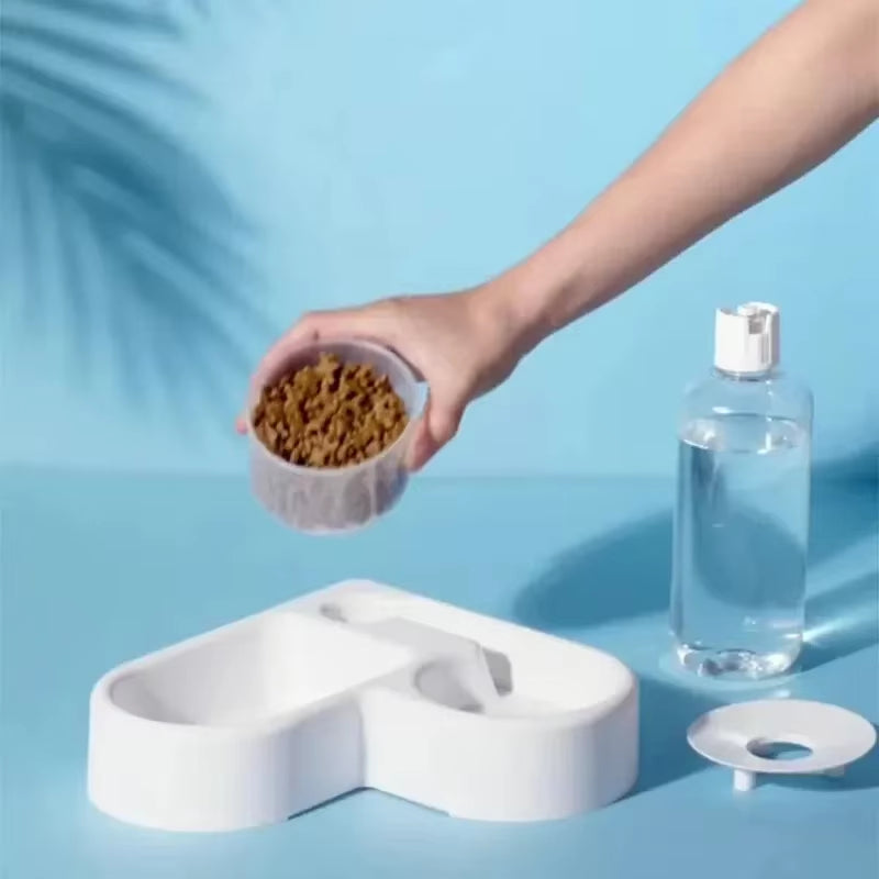 New Automatic Drinking Love Pet Bowl Moisture-Proof Cat Bowl Dog Basin Dual-Use Multi-Functional Drinking and Feeding