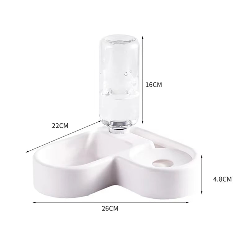New Automatic Drinking Love Pet Bowl Moisture-Proof Cat Bowl Dog Basin Dual-Use Multi-Functional Drinking and Feeding